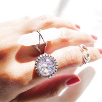 (Sterling) Round Amethyst Opal Ring - Thumbnail 4