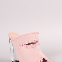 Frayed Denim Mule Heel - Thumbnail 3