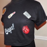 Patched Crop Top - Thumbnail 1