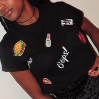 Patched Crop Top - Thumbnail 3