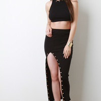 Caged Back Crop Top - Thumbnail 1