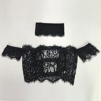 Solid Color Lace Short-Sleeved T-Shirt   31003 - Thumbnail 1