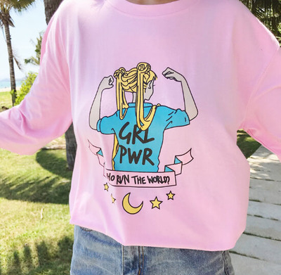 GRL PWR TEE IN PINK