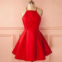 Red Short Straps Prom Dress , short Homecoming Dress - Thumbnail 1
