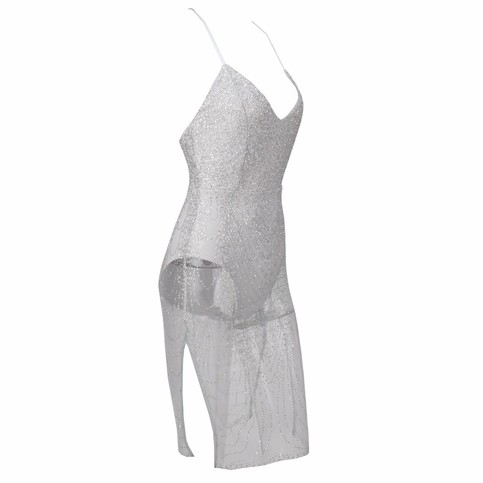 Silver See Through Sparkle Dress