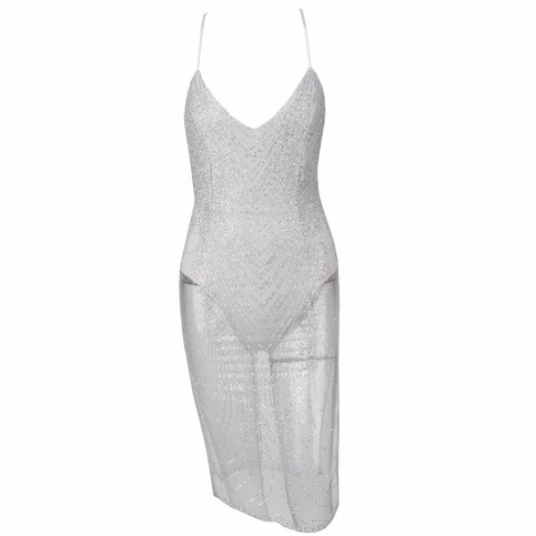 Silver See Through Sparkle Dress