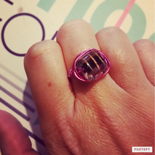 Clear Black and Pink ring