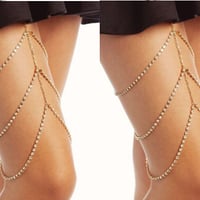 Sexy Multilayer Crystal Leg Chain Thigh Bracelet for Girls - Thumbnail 3