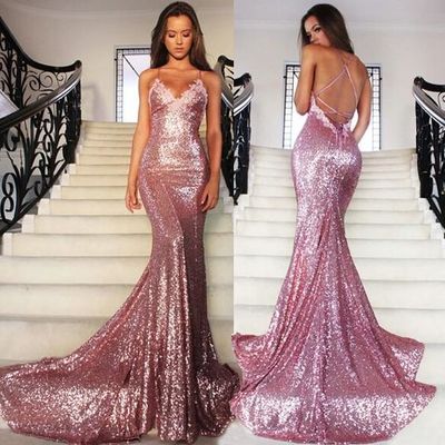 Sexy mermaid sequin lace prom dresses floor length women party dresses