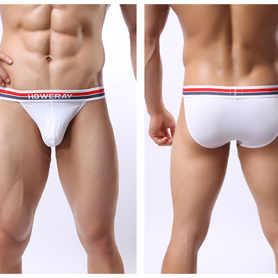 White men's sexy underwear  ice silky u bag low rise briefs underpants panties  #b326
