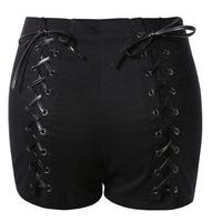 FREE SHIPPING Black Back Lace Up Shorts - Thumbnail 3