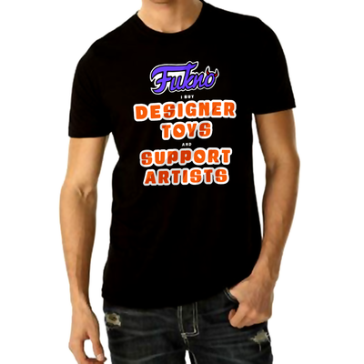 Fukno designer toys support artists - on black t