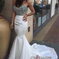 Luxury Evening Dress Prom Dress Sexy Mermaid Crystal Open-Back Sweetheart Prom Dress - Thumbnail 1