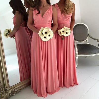 Sexy long bridesmaid dress, 2017 bridesmaid dress, pink bridesmaid dress