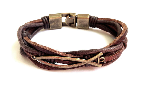 Leather bracelet men Faith Bracelet  Christian Leather Bracelet Rustic Bracelet Mens Jewelry Gift for Him Fish symbol bracelet Christian