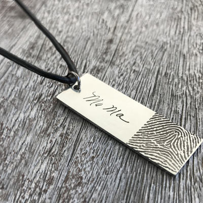 Custom handwriting necklace for men signature memorial jewelry handwriting mens leather necklace remembrance gift for son signature necklace