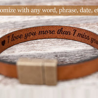 Sale Gift for her Gift for him Hidden Secret Message Bracelet Mens Personalized Leather Bracelet Boyfriend gift Fiance Gift for Boyfriend - Thumbnail 3