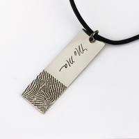 Custom Handwriting Necklace For Men Signature Memorial Jewelry Handwriting Mens Leather Necklace Remembrance Gift for Son Signature Necklace - Thumbnail 3