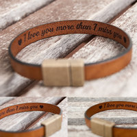 Sale Gift for her Gift for him Hidden Secret Message Bracelet Mens Personalized Leather Bracelet Boyfriend gift Fiance Gift for Boyfriend - Thumbnail 4