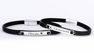 I Love You to the Moon & Back Couples Matching Leather Bracelets His and Her Bracelets Personalized Gift For Couple Wedding Anniversary Gift