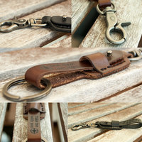 Men&#39;s Leather Keychain Key Organizer Key Ring Custom Key Fob Boyfriend Gift Husband Mens Gift for Him Leather 3d Anniversary Belt Keychain - Thumbnail 1