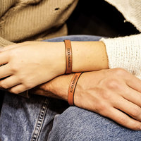 Anniversary Gift Couples gift Set Engagement Gift Personalized Couples Leather Bracelet Roman Numeral Bracelet Matching Bracelets Couples - Thumbnail 1