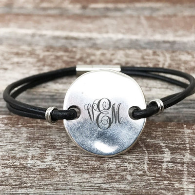 Custom monogram bracelet monogram jewelry personalized gift leather bracelet gifts for her personalized initial bracelet minimal bracelet
