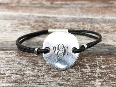 Custom Monogram Bracelet Monogram Jewelry Personalized Gift Leather Bracelet Gifts For Her Personalized Initial Bracelet Minimal Bracelet