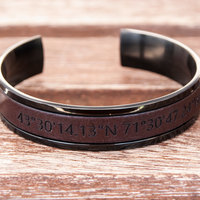 Personalized Anniversary 3rd Anniversary Gifts for Men Boyfriend Birthday Gift Mens Custom Bracelet Personalized Gift for Him Titanium Cuff - Thumbnail 1