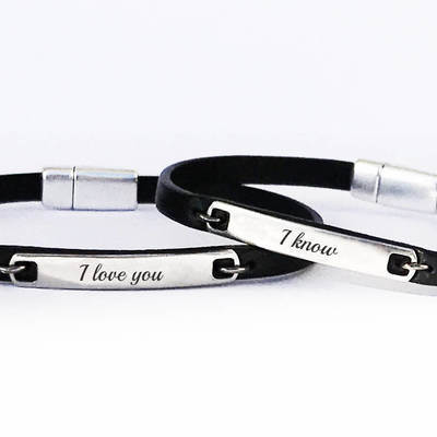 I love you i know set of 2 leather bracelets his and her leather anniversary for her personalized matching jewelry star wars inspired gift