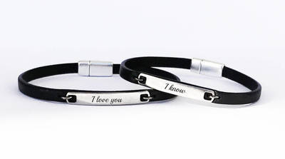 I love you I know Set of 2 Leather Bracelets His and Her Leather Anniversary For Her Personalized Matching Jewelry Star Wars Inspired Gift