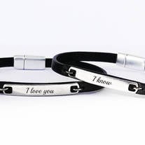 I love you I know Set of 2 Leather Bracelets His and Her Leather Anniversary For Her Personalized Matching Jewelry Star Wars Inspired Gift