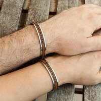 Cuff Bracelet Personalized Long Distance Relationship Couples Gift Long distance Boyfriend gift Best Friend Gift Matching Bracelets Bff - Thumbnail 2