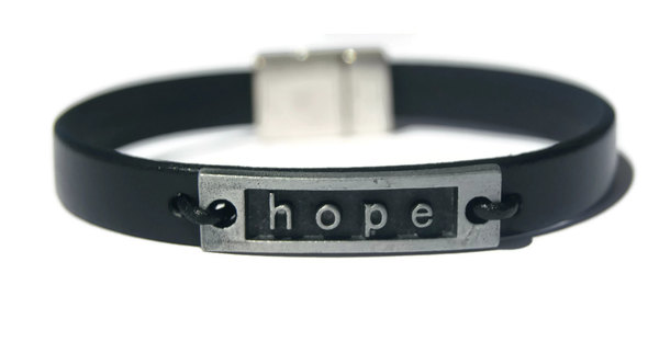 Christian Leather bracelet, HOPE bracelet, Men&#39;s Leather Bracelet - Black wristband leather cuff - Inspirational Jewelry, Mens gift