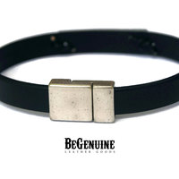 Christian Leather bracelet, HOPE bracelet, Men&#39;s Leather Bracelet - Black wristband leather cuff - Inspirational Jewelry, Mens gift - Thumbnail 1