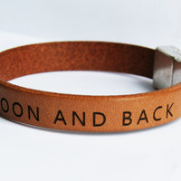 Men Leather bracelet personalized - Custom Mens Bracelet - Husband gift - Custom Text Quote Fiance Gift  Mens Jewelry  Personalized Bracelet - Thumbnail 1