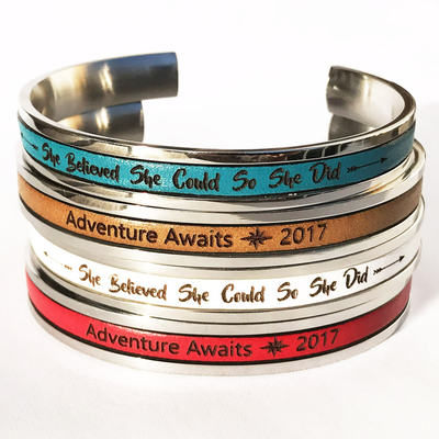 Gift for daughter gift college graduation she believed she could so she did bracelet cuff inspirational personalized bracelet women bracelet