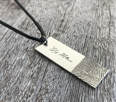 Sympathy Gift Fingerprint Necklace Actual Handwriting Fingerprint Jewelry Bereavement Jewelry Memorial Gift Keepsake Mens Leather Necklace