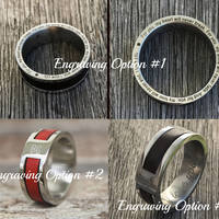 Personalized Ring Mens Black Ring Leather Band Mens Gift Stainless Steel Ring Leather Ring Anniversary gift for Him - Thumbnail 2