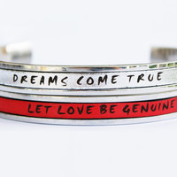 Custom Handwriting Bracelet Signature Jewelry Gift for her Inspirational Quote Personalized Bracelet Leather Bracelet Inspirational Jewelry - Thumbnail 1