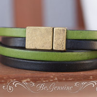 Leather Bracelet for Women Mothers day Gift For Her Wife gift wrap leather bracelet Women Jewelry Green Bracelet Genuine Leather Greenery - Thumbnail 2