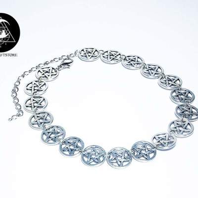Silver pentagram choker 
