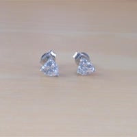 925 Cubic Zirconia Heart Earrings/6mm Cz Stud Earrings/Cz Jewelry/Cz Jewellery/Heart Stud Earrings/Crystal Cz Earrings/April Birthstone - Thumbnail 1