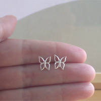 925 Silver Butterfly Stud Earrings/Butterfly Earrings/Butterfly Jewelry/Butterfly Jewellery/Butterfly Jewelery/Sterling Silver Butterfly - Thumbnail 2