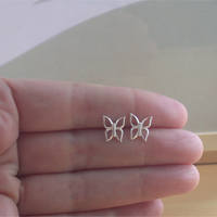 925 Silver Butterfly Stud Earrings/Butterfly Earrings/Butterfly Jewelry/Butterfly Jewellery/Butterfly Jewelery/Sterling Silver Butterfly - Thumbnail 3