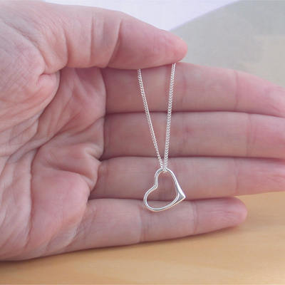 925 silver heart pendant & 18" sterling silver chain/heart jewellery/heart necklace/heart jewelry/ heart charm necklace/