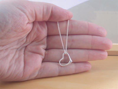 925 Silver Heart Pendant & 18" Sterling Silver Chain/Heart Jewellery/Heart Necklace/Heart Jewelry/ Heart Charm Necklace/