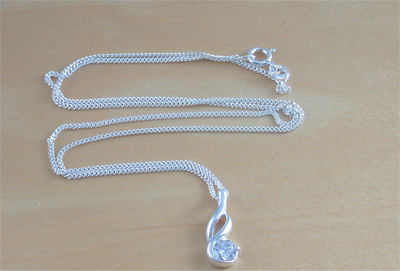925 Cubic Zirconia Pendant &18" Sterling Silver Chain/Cz Crystal Pendant/Cz Crystal Necklace/Cz Jewellery/Cz Jewelery/Cz Jewelry/Cz Crystal