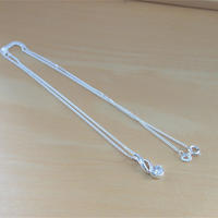 925 Cubic Zirconia Pendant &18" Sterling Silver Chain/Cz Crystal Pendant/Cz Crystal Necklace/Cz Jewellery/Cz Jewelery/Cz Jewelry/Cz Crystal - Thumbnail 2