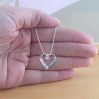 925 Silver Heart Pendant & 18" Sterling Silver Chain/Heart Jewellery/Heart Necklace/Heart Jewelry/ Heart Charm Necklace/ - Thumbnail 2